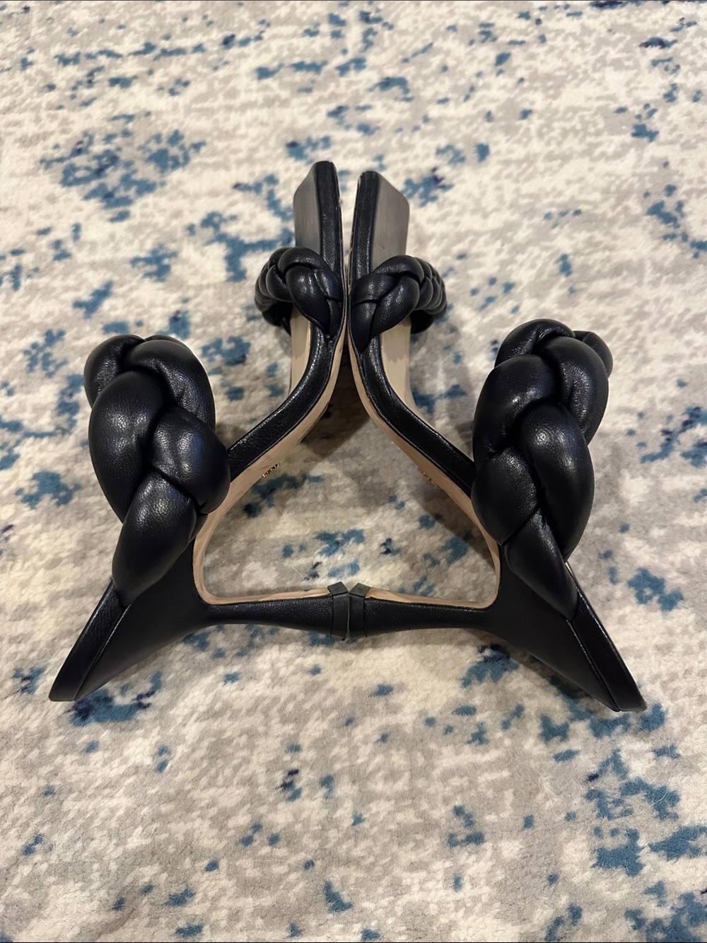Stuart Weitzman Playa 100 Black Braided Heels - Picture 6 of 8